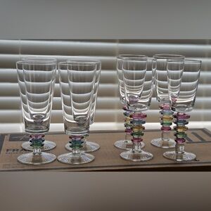 8 Carnival Wine Goblets – Hand-Cut Block Rainbow Crystal Glass, Made in Poland